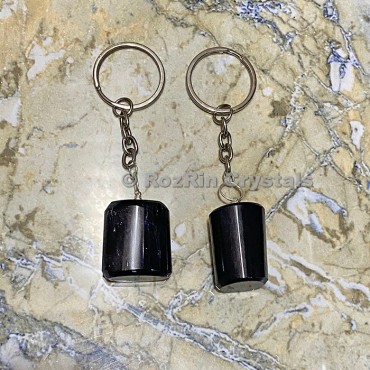 Black Tourmaline Tumbled Keychain