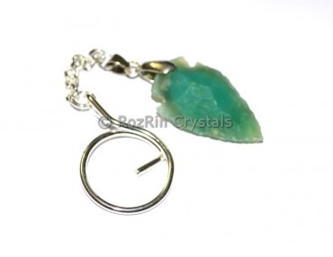 Green Agate Arrowheads Keyrings