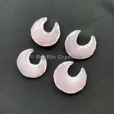 Rose Quartz Obsidian Moon  Crescent handmade