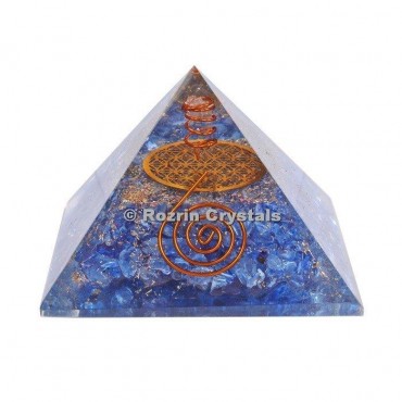 Blue Onyx Flower of Life Orgone Pyramids