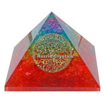 Rainbow Chakra with Tree of life Healing Pyramids