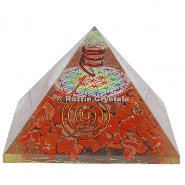 Red Jasper with Flower of life Healing Pyramids