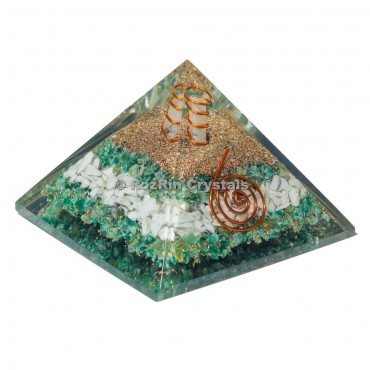 White And Green  With Spiral Orgone Pyramid