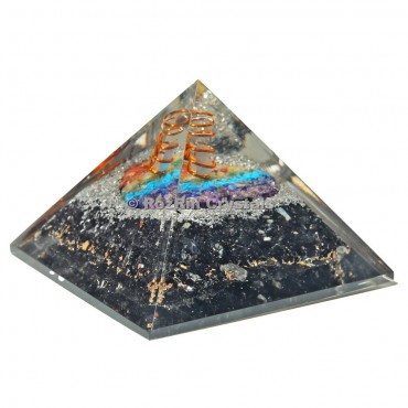 Black Tourmaline With Chakra Heart orgone Pyramid