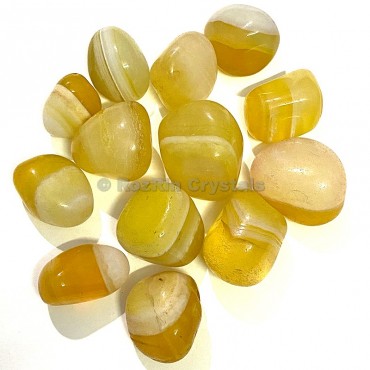 Yellow Banded Onyx Tumbled Stone