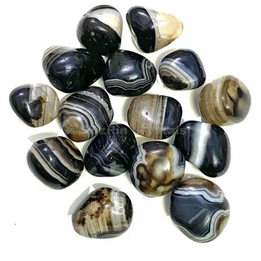 Black Onyx Banded  Tumbled Stone