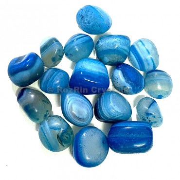 Blue Onyx Banded Tumbled Stone