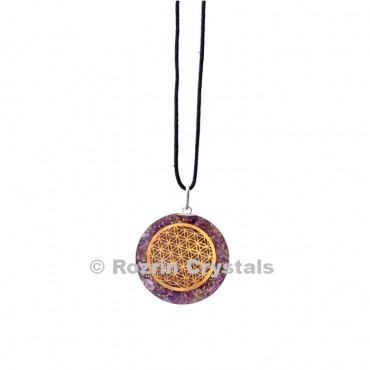 Amethyst Flower of Life Orgonite Pendant