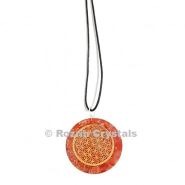 Carnelian Flower of Life Orgonite Pendant