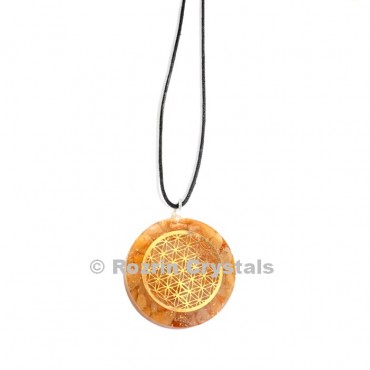 Yellow Aventurine Flower of Life Orgonite Pendant