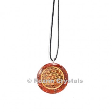 Red Jasper Flower of Life Orgonite Pendant