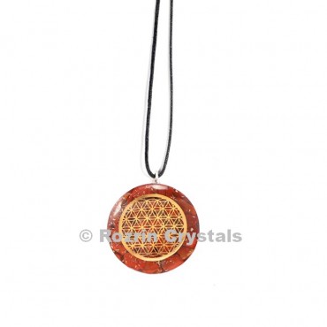 Red Jasper Flower of Life Orgonite Pendant