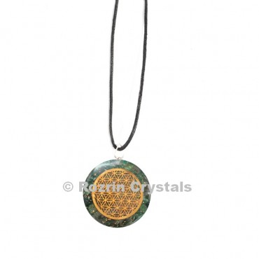 Green Jade Flower of Life Orgonite Pendant