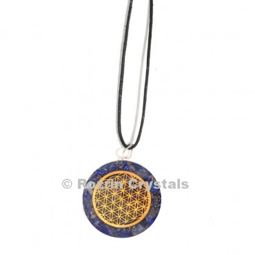 Lapis Flower of Life Orgonite Pendant