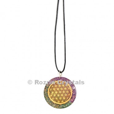 Amethyst Green Flower of Life Orgonite Pendant