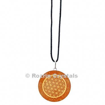 Citrine Flower of life  Orgonite Pendant