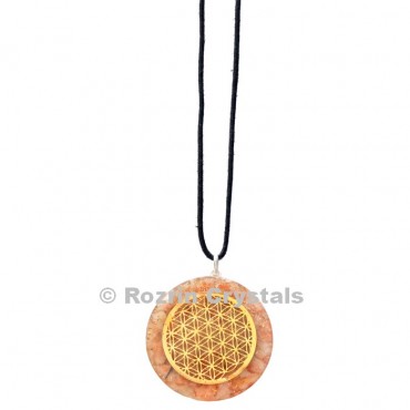 Sunstone Flower Of Life Orgonite Pendant