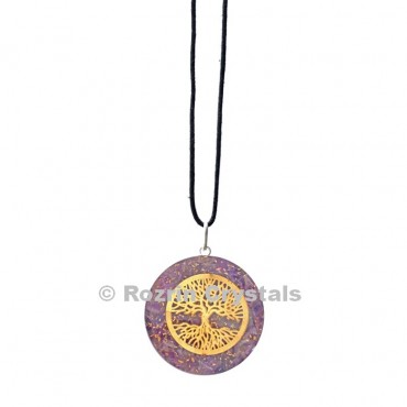 Lepidolite Tree Of Life Orgonite Pendant