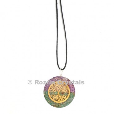 Amethyst and Green Aventurine Tree Of life Orgonite Pendant