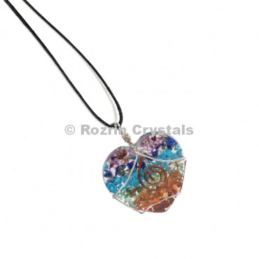 Chakra Heart Wired Wrapped Pendant