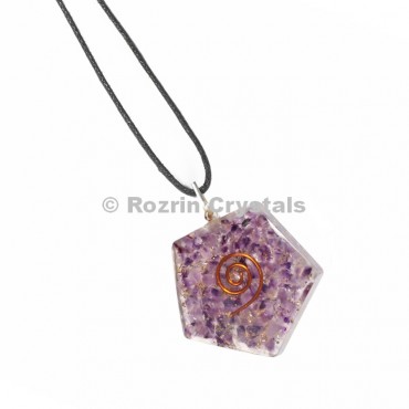 Amethyst Pentagon Orgonite Pendant