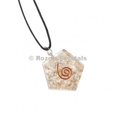 Crystal Quartz Pentagon  Organite Pendant