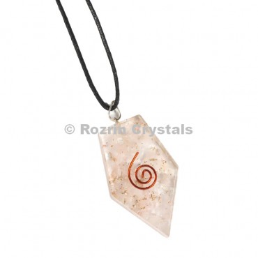 Rose Quartz Orgonite Arrow Pendant