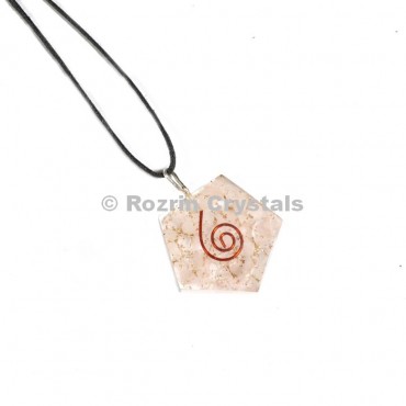 Rose Quartz Pantagon Orgonite Pendant