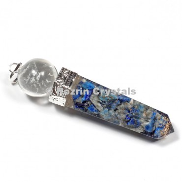 Orgonite Lapis Lazuli Point with Crystal Ball Pendants