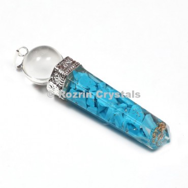Orgonite Turquoise Point With  Crystal Ball Pendant