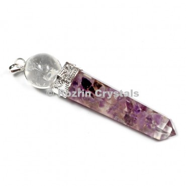 Orgonite Amethyst Point With Crystal Ball Pendant