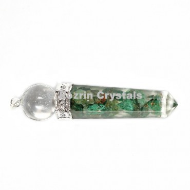 Orgonite Jade Green Point With Crystal Ball Pendant