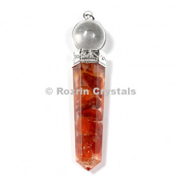 Orgonite Carnelian Point With Crystal Ball Pendant