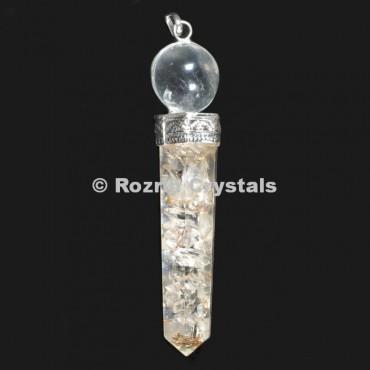 Orgonite Clear Crystal Point With Crystal Ball Pendant