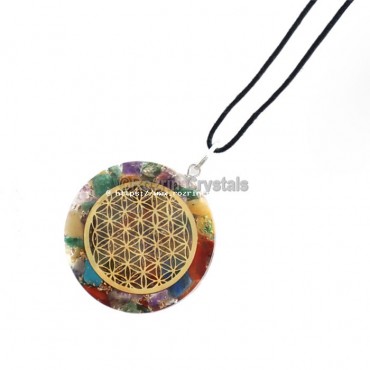 Orgone Chakra Disc Flower Of Life Pendant