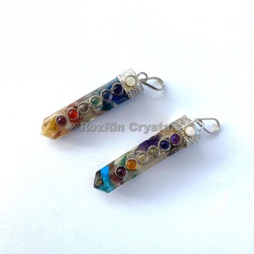 Chakra Stone with Chakra Cabs Orgonite Pencil Pendants