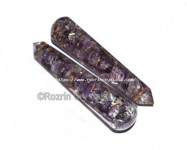 Amethyst Pointed Orgone Massage Wands