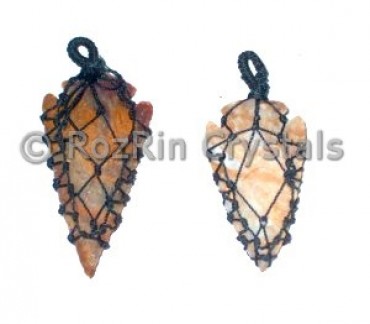 Fancy Jasper Wire Wrap Arrow Pendants