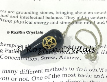 Pentacle Star Black Agate Drop Pendulums