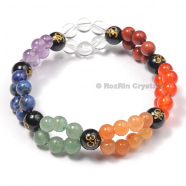 Chakra 8 mm Bracelets Yoga Meditation Bracelets With Om Engraved