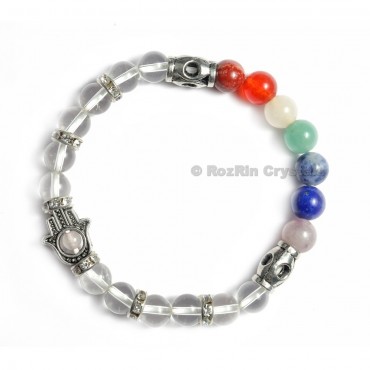 Chakra Hamsha  Bracelets With Crystal Quartz