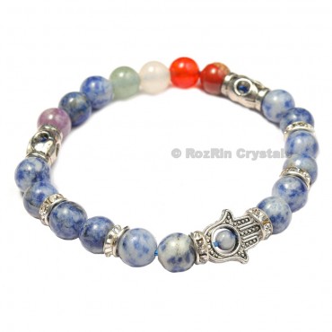 Chakra Hamsa  Bracelets With Sodalite