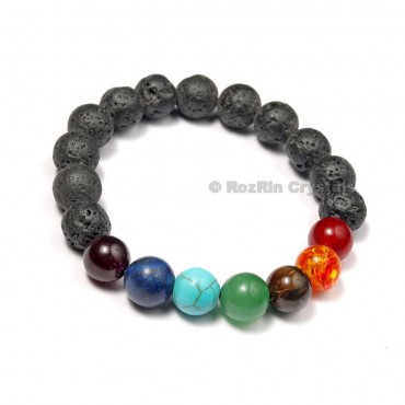 Lava With Chakra Stone Bracelets