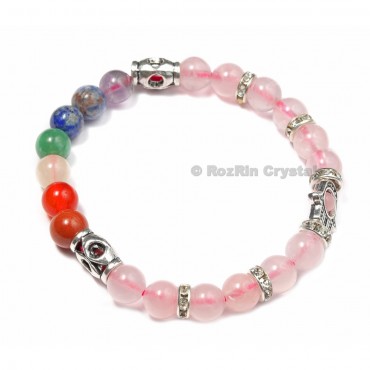 Chakra Hamsha with Rose Quartz Bracelets