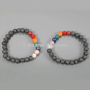 Lava Rock With Chakra 8 mm Bracelets