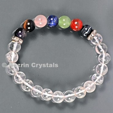 Clear Crystals With Seven chakra 8 mm Bracelets