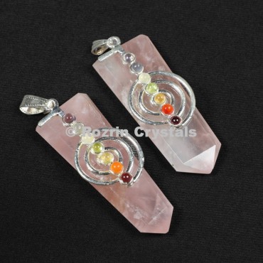 Rose Quartz Flat Choko Reiki Pencil Chakra Pendant