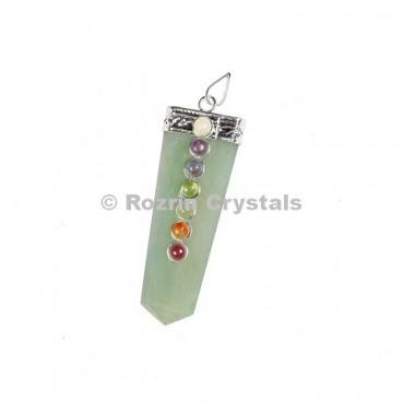 Green Aventurine Flat Chakra Pencil Pendants