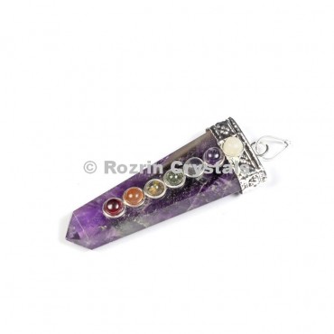 Amethyst Flat Chakra Pencil Pendants