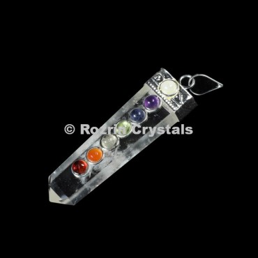 Clear Quartz Chakra Flat Pencil Pendants